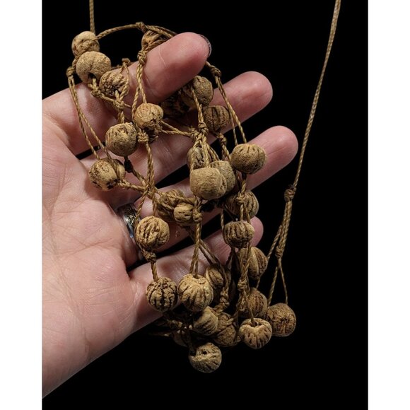 Rustic Natural Seed And Twine Tan Beaded Multilayer Necklace - Picture 6 of 8